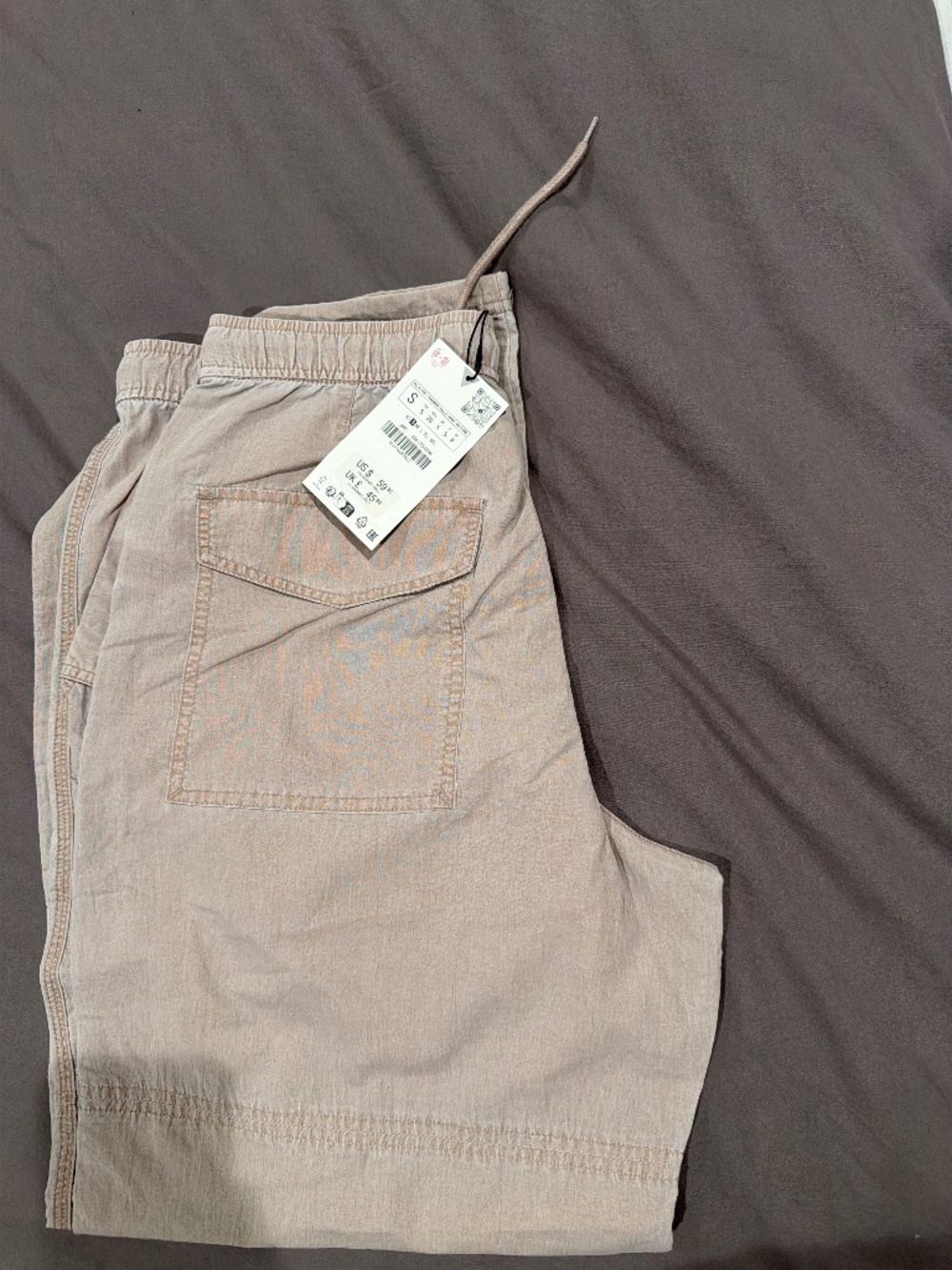 NWT Zara Utility Cargo Jogger Pants | Light Beige | Size Small